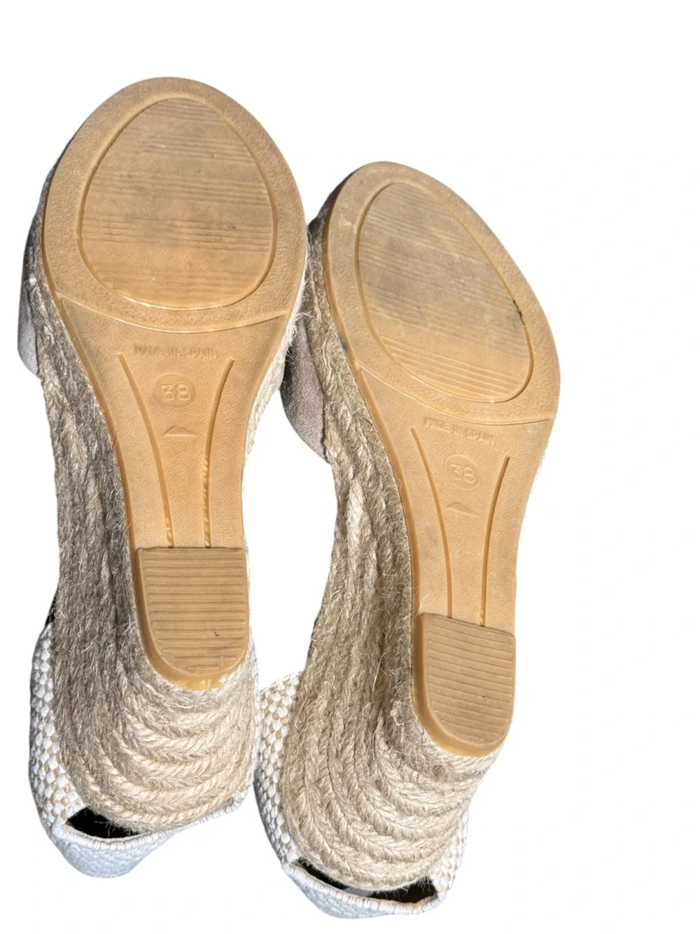 Kanna Suede Tan Jute Wedge Espadrille Sandal Size 38 / US 7.5 Event Wedding